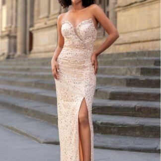 Vestido de noche de lentejuelas en rosa perla - Christian Koehlert