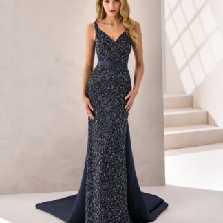 Vestido pedrería lazo espalda