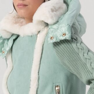 Cazadora ecopiel verde agua