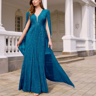 Vestido pedrería azul mikonos