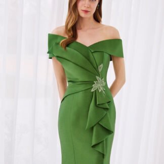 Vestido en mikado verde