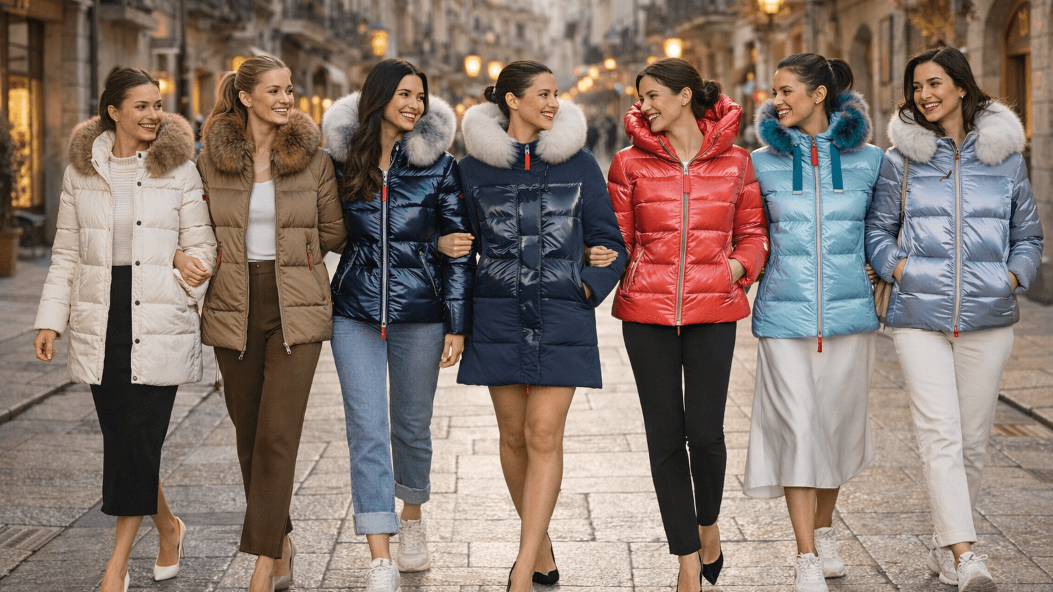 Modelos paseando con abrigos DICHI en Logroño