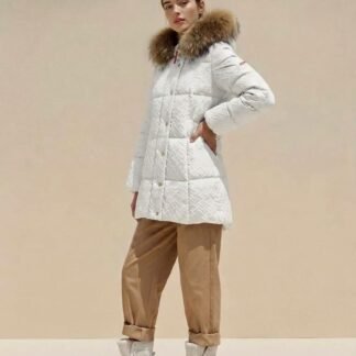 abrigo plumas dichi Mirta blanco pelo natural tienda logroño
