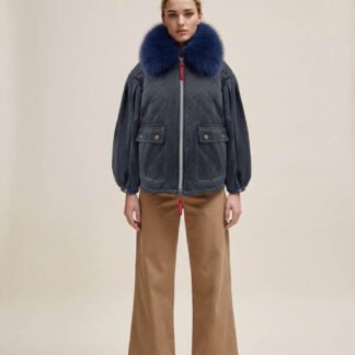 Cazadora acolchada Dichi Bianca con tejido desgastado tipo barbour